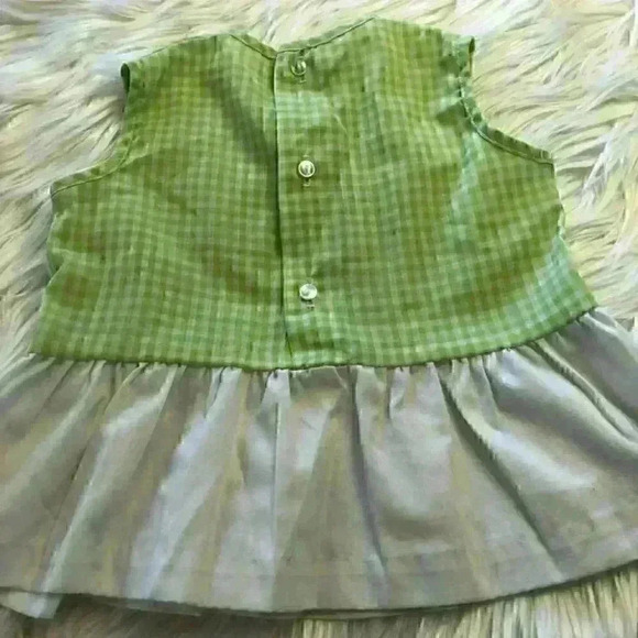 VTG Easter? Peplum Top? Dress? Plaid Green White Pink PTP 11" size 2+ - Picture 6 of 7